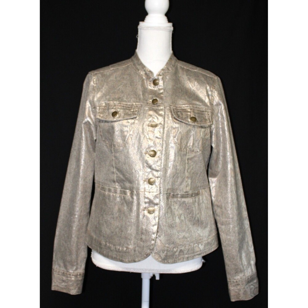 Dana Buchman Vintage 80's glam metallic snakeskin jacket size 8